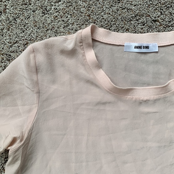 Anine Bing Silk Crewneck Shortsleeve Blouse - Picture 2 of 8